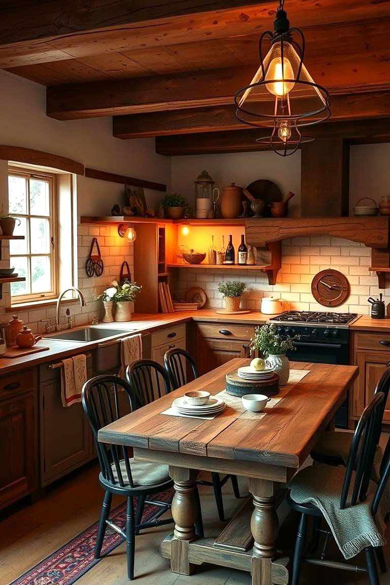 Farmhouse Dining Table - 24 Eat in Kitchen Ideas
