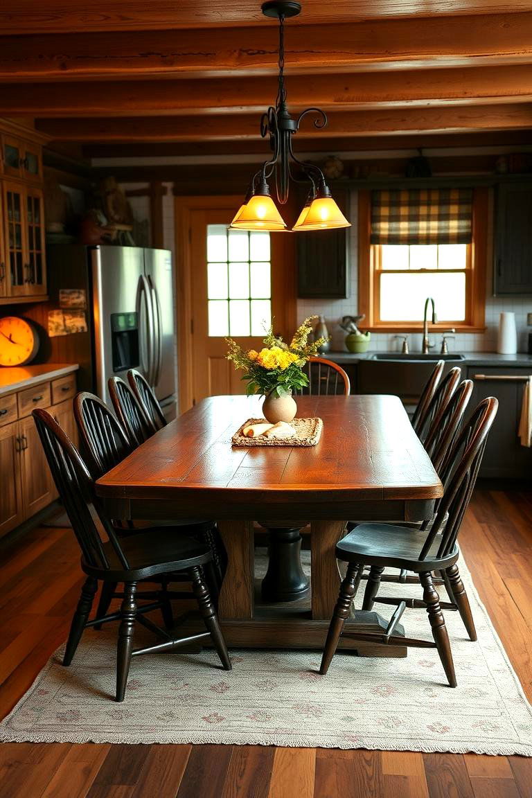 Farmhouse Dining Table Centerpiece - 24 Cabin Kitchen Ideas