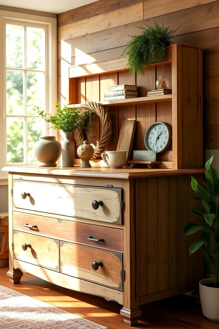 Farmhouse Feel with Cozy Rustic Touches - 24 Dresser Decor Ideas