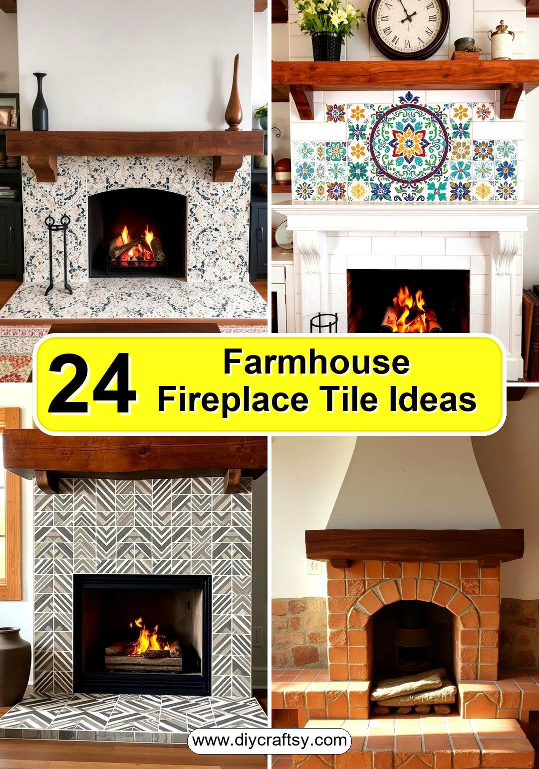 Farmhouse Fireplace Tile Ideas