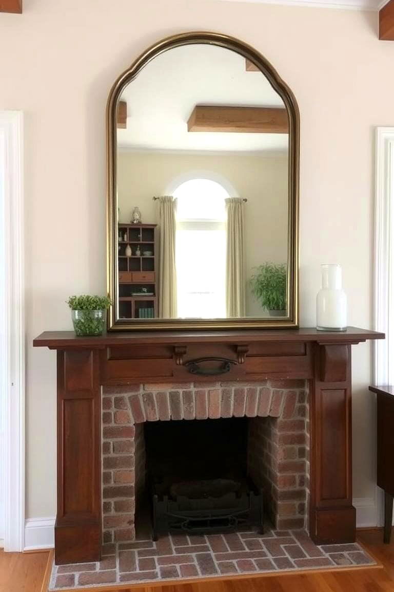Farmhouse Fireplace with a Statement Mirror - 24 Farmhouse Fireplace Ideas