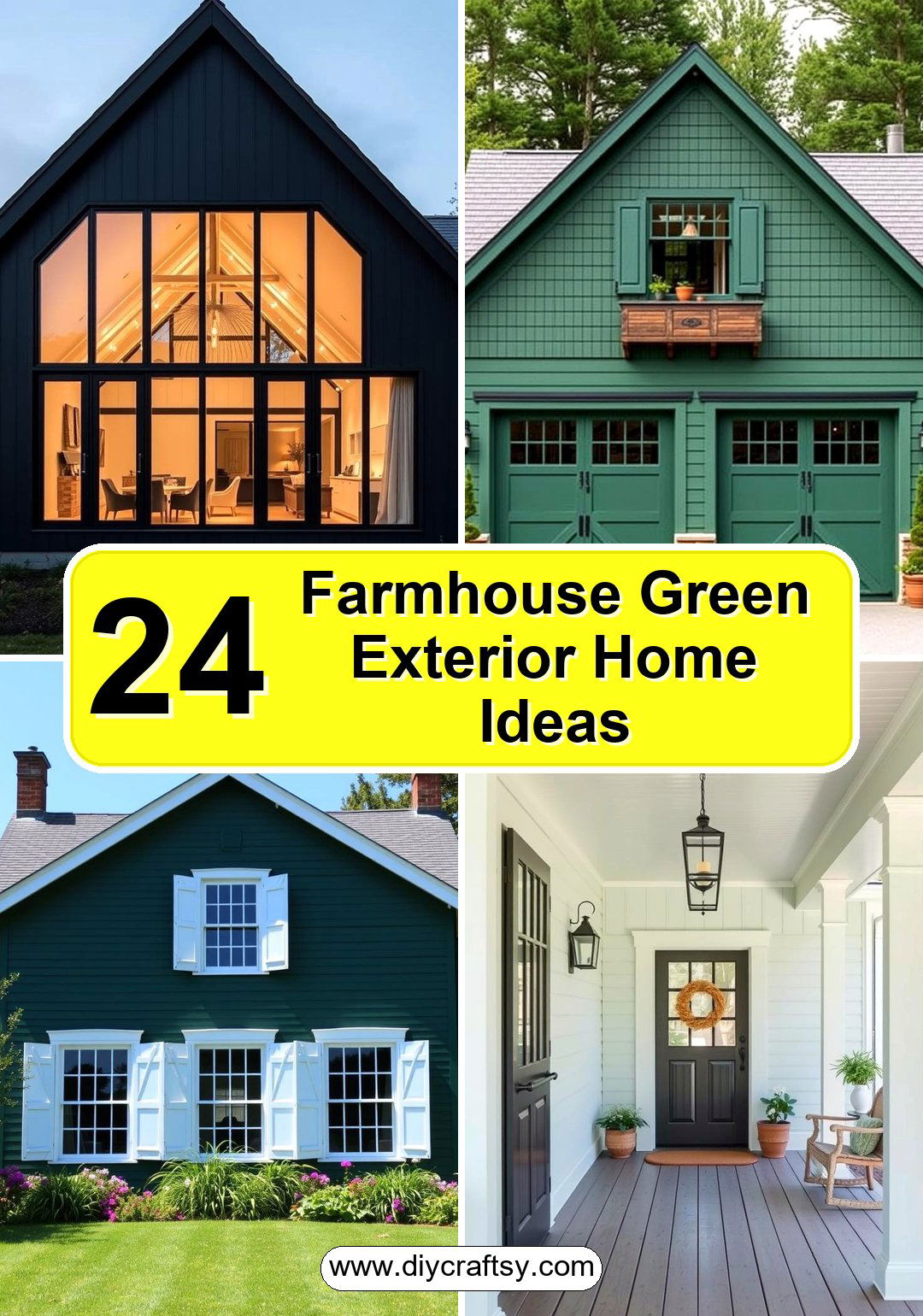 Farmhouse Green Exterior Home Ideas