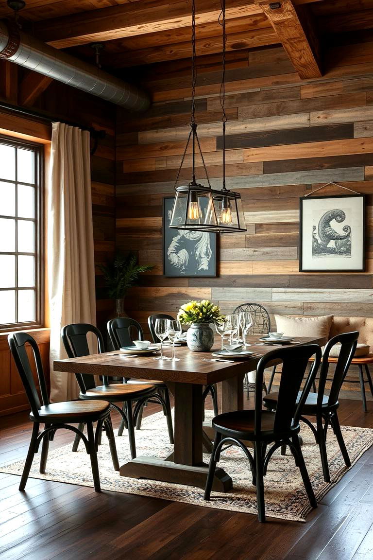 Farmhouse Industrial Blend - 24 Industrial Dining Room Ideas