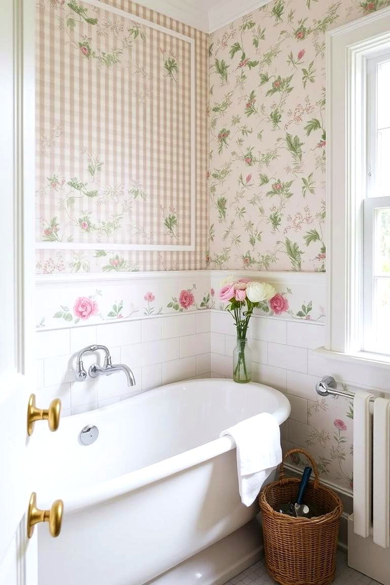 Farmhouse Inspired Wallpaper - 24 Country Bathroom Ideas