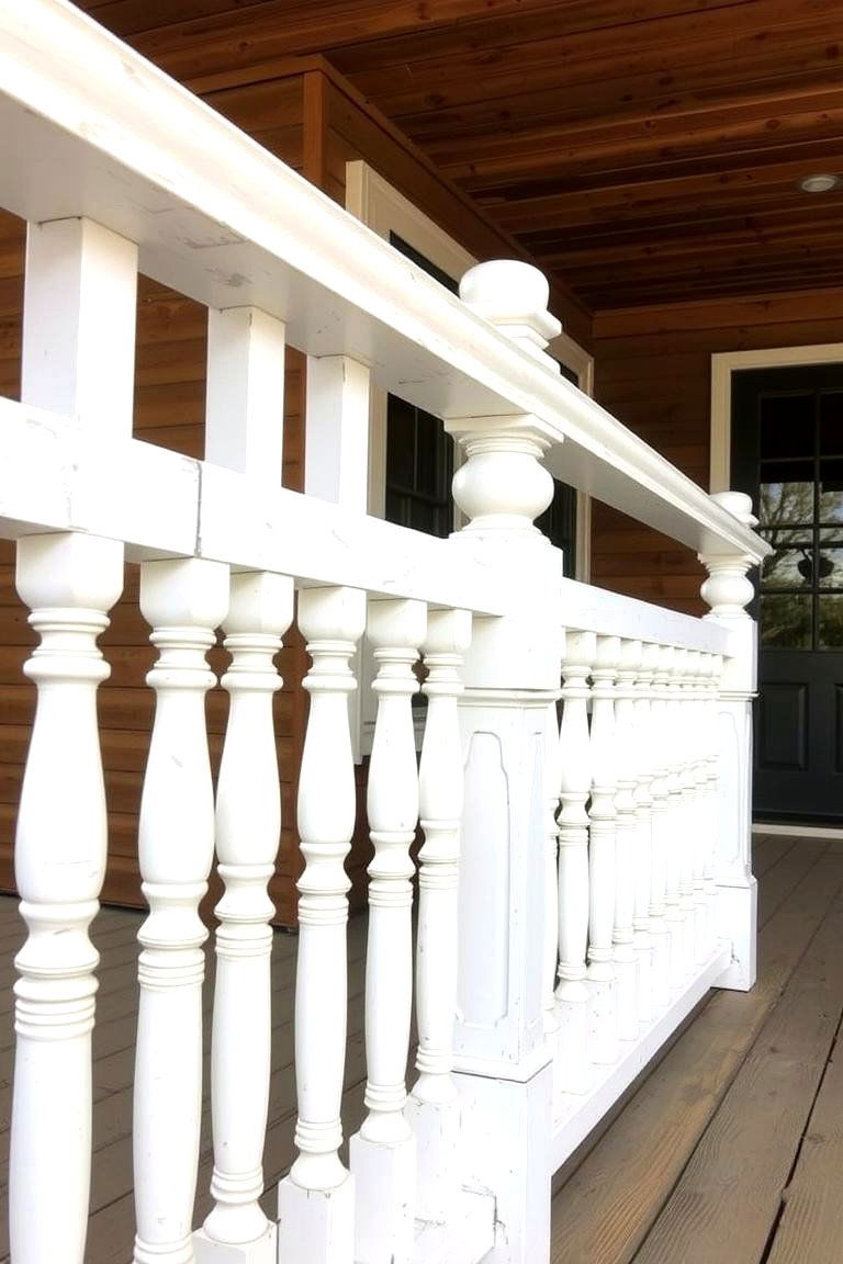 Farmhouse Inspired Wooden Spindles - 24 Front Porch Railing Ideas