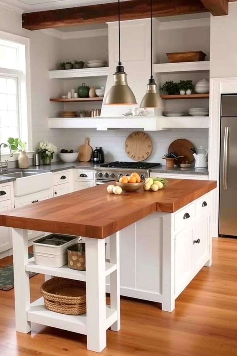 Farmhouse Island for Extra Counter Space - 24 Farmhouse Kitchen Ideas