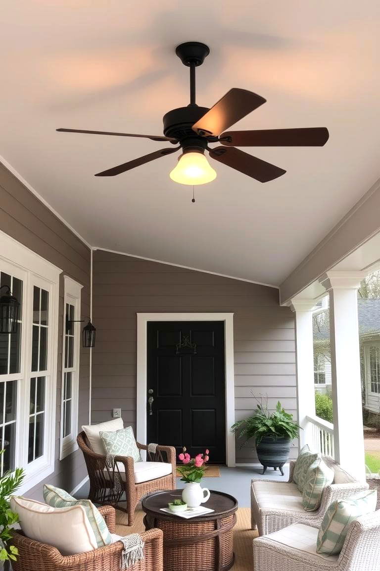 Farmhouse Porch with Ceiling Fans - 24 Farmhouse Porch Ideas