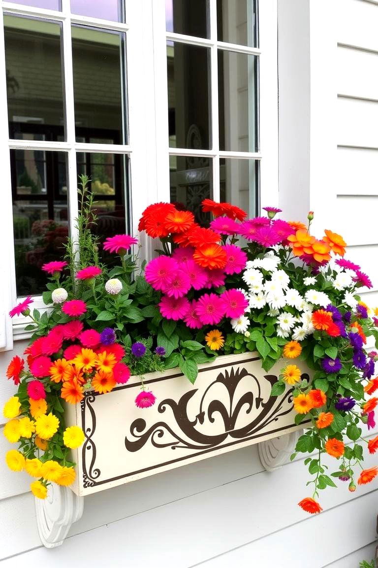 Farmhouse Porch with Decorative Window Boxes - 24 Farmhouse Porch Ideas