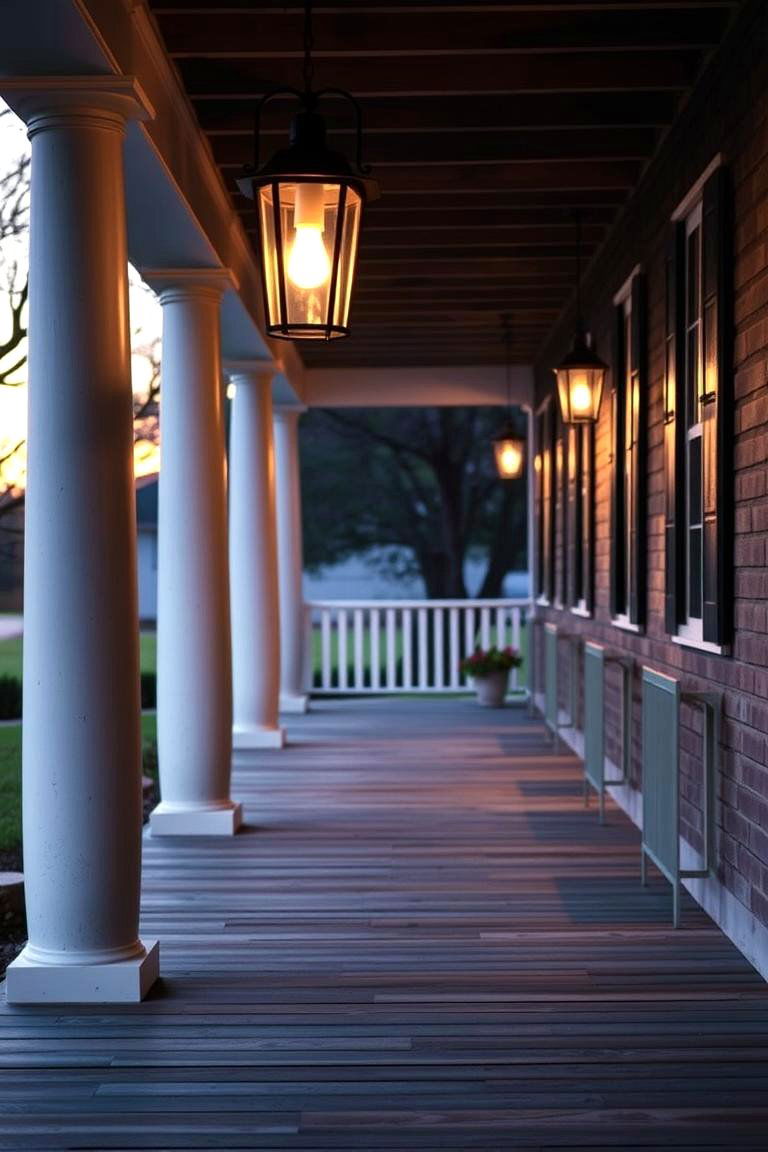Farmhouse Porch with Porch Lights - 24 Farmhouse Porch Ideas
