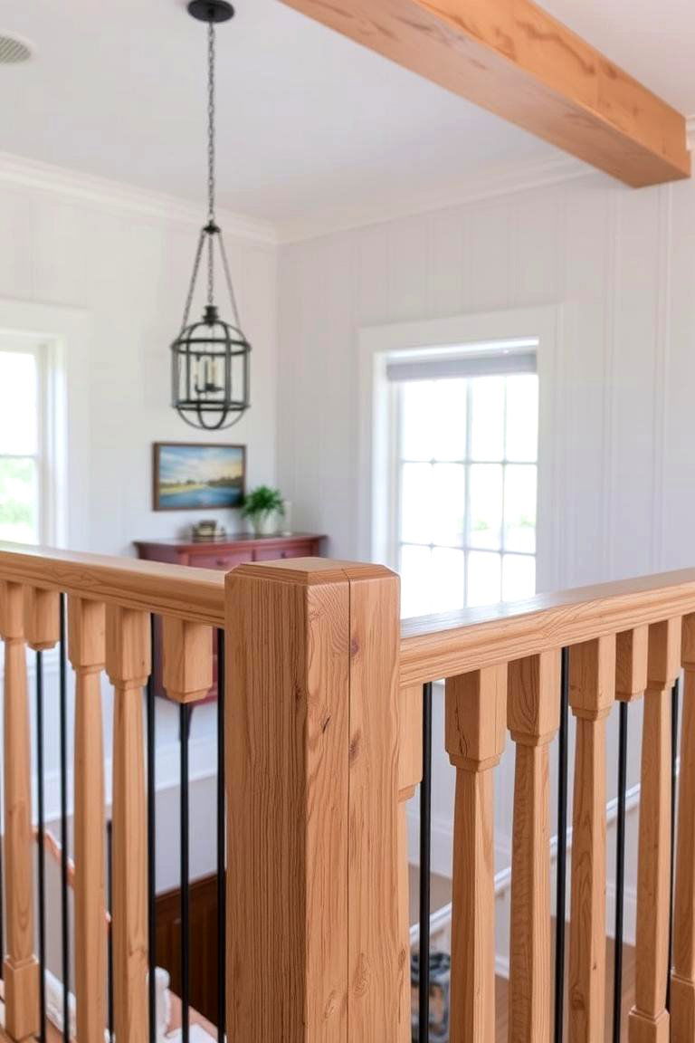 Farmhouse Railings with Open Spaces for a Light Airy Feel - 24 Farmhouse Rustic Stair Railing Ideas