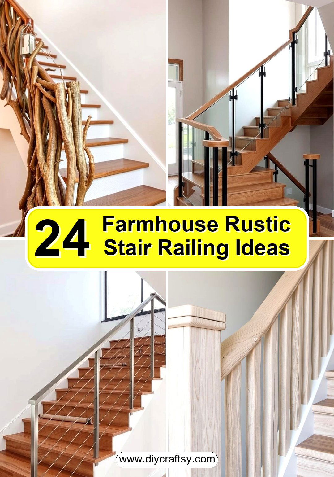 Farmhouse Rustic Stair Railing Ideas