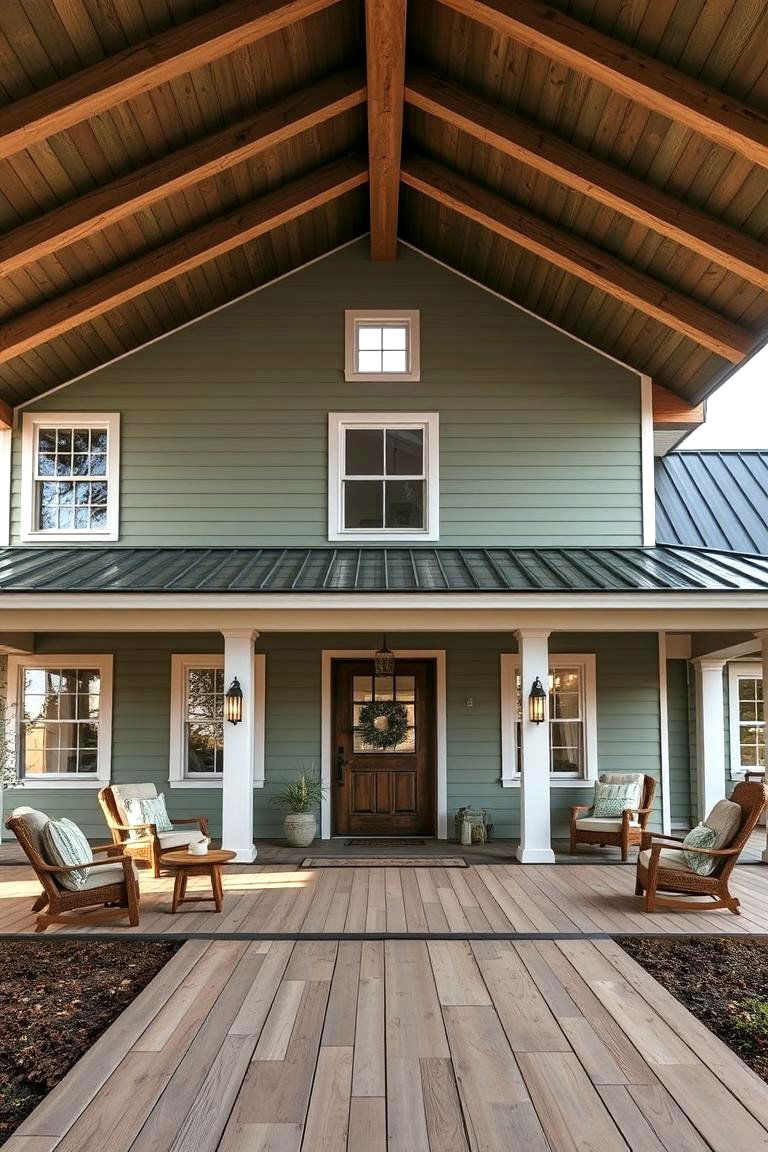 Farmhouse Sage Simplicity - 24 Sage Green House Exterior Ideas