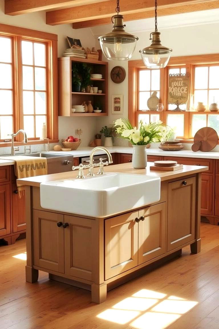 Farmhouse Sink and Cabinet Island - 24 Farmhouse Kitchen Island Ideas