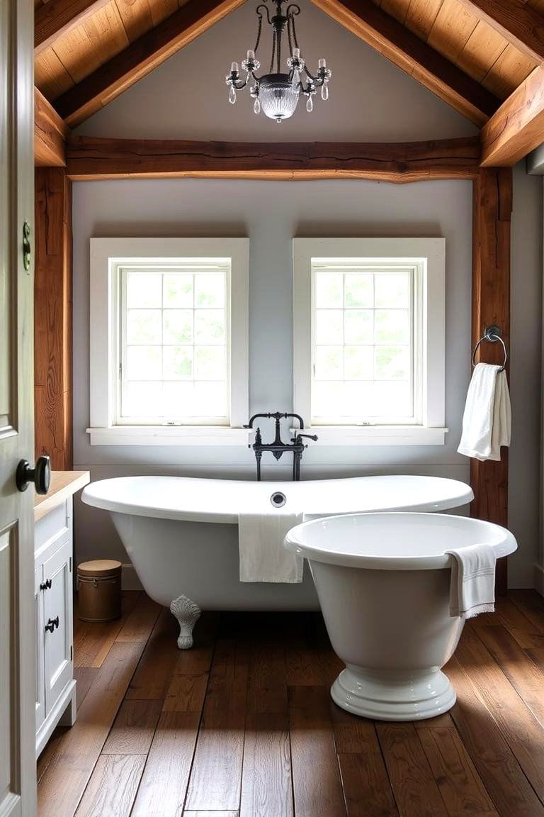 Farmhouse Sink and Freestanding Tub - 24 Barndominium Bathroom Ideas