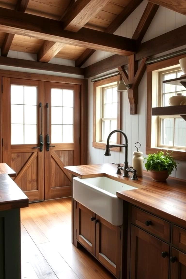 Farmhouse Sink in the Kitchen - 24 Rustic Barndominium Interior Design Ideas