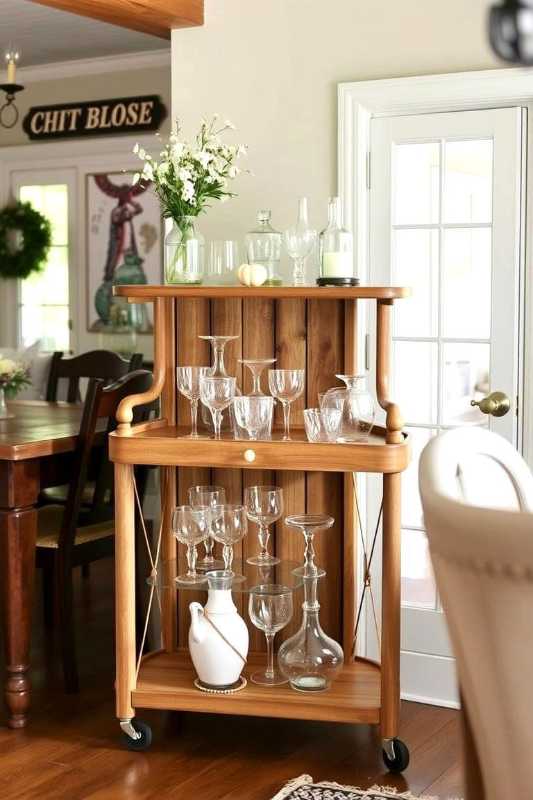 Farmhouse Style Bar Cart - 24 Modern Farmhouse Dining Room Ideas