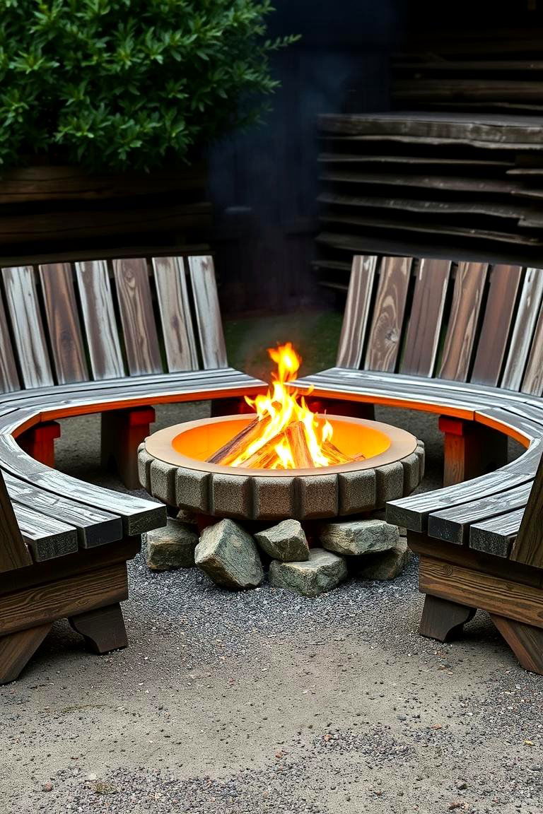 Farmhouse Style Benches - 24 Fire Pit Seating Ideas