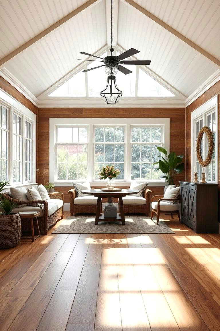 Farmhouse Style Flooring Ideas - 24 Farmhouse Sunroom Ideas