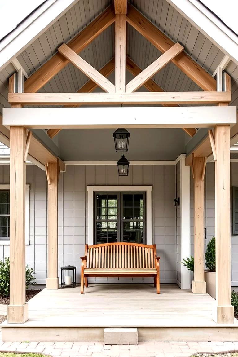 Farmhouse Style Gable Porch - 24 Open Gable Porch Ideas