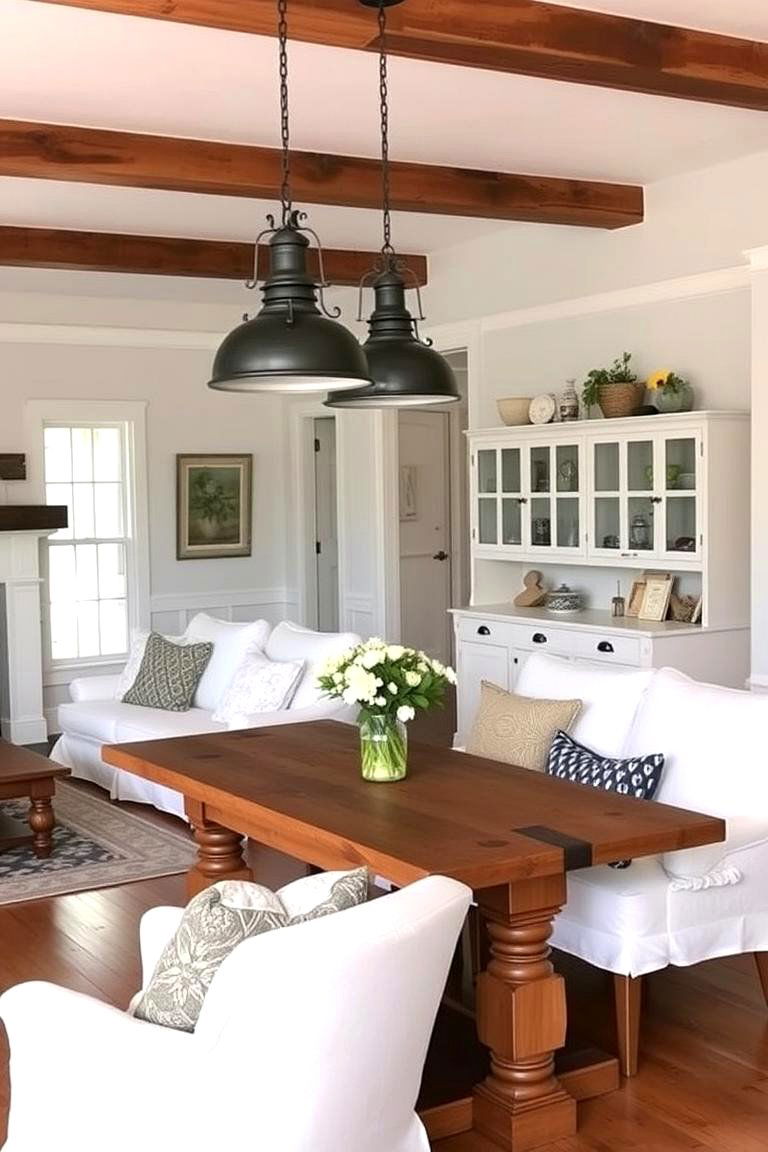 Farmhouse Style Integration - 24 Living Room Dining Room Combos