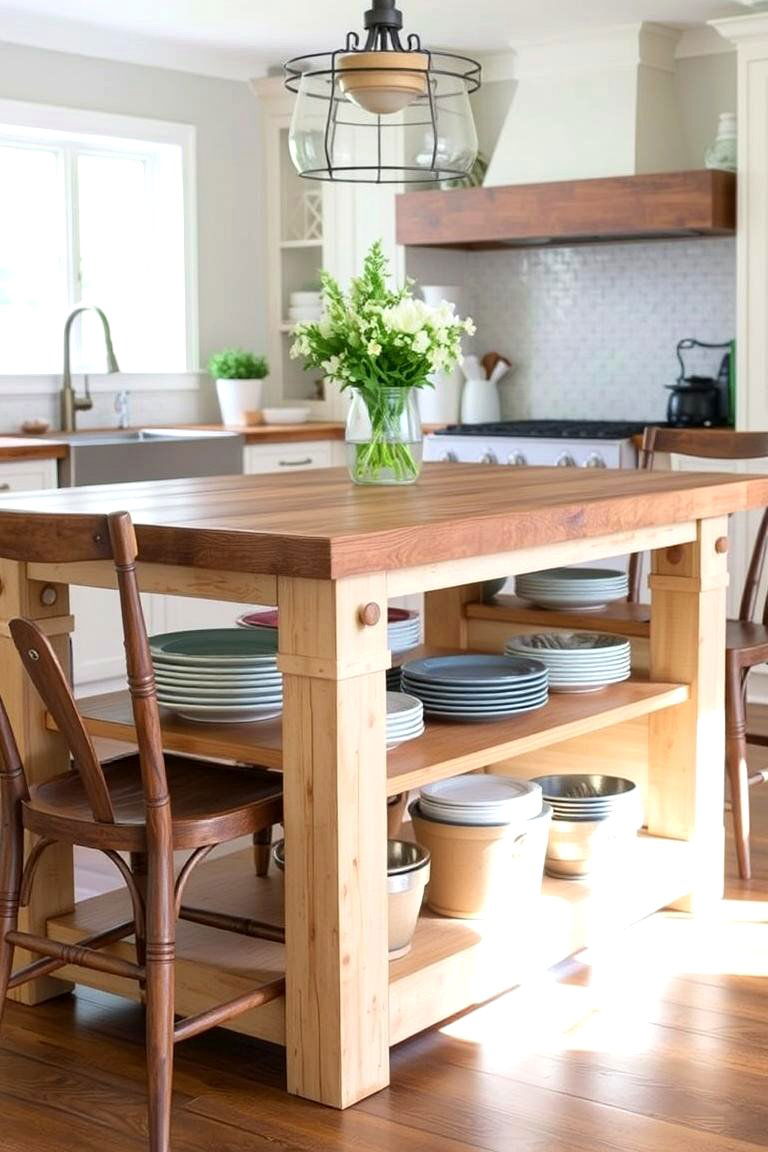 Farmhouse Style Island - 24 Country Kitchen Ideas