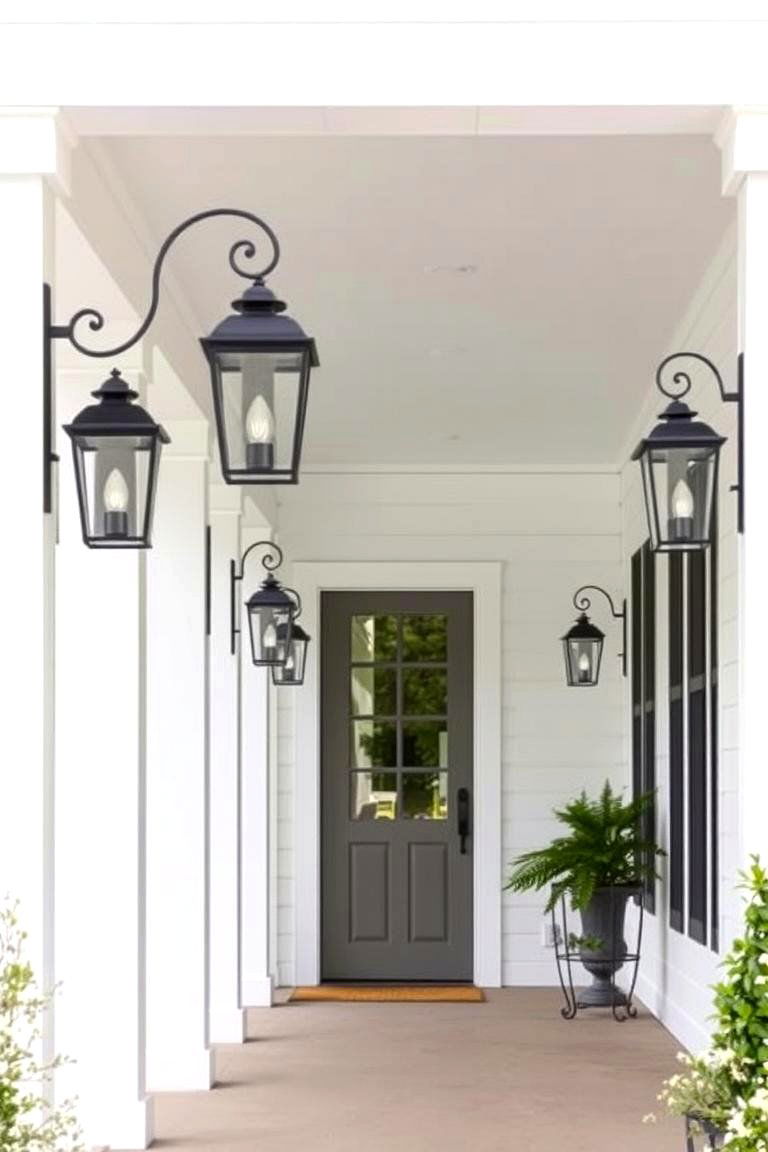 Farmhouse Style Lanterns - 24 White Farmhouse With Wrap-around Porch Ideas