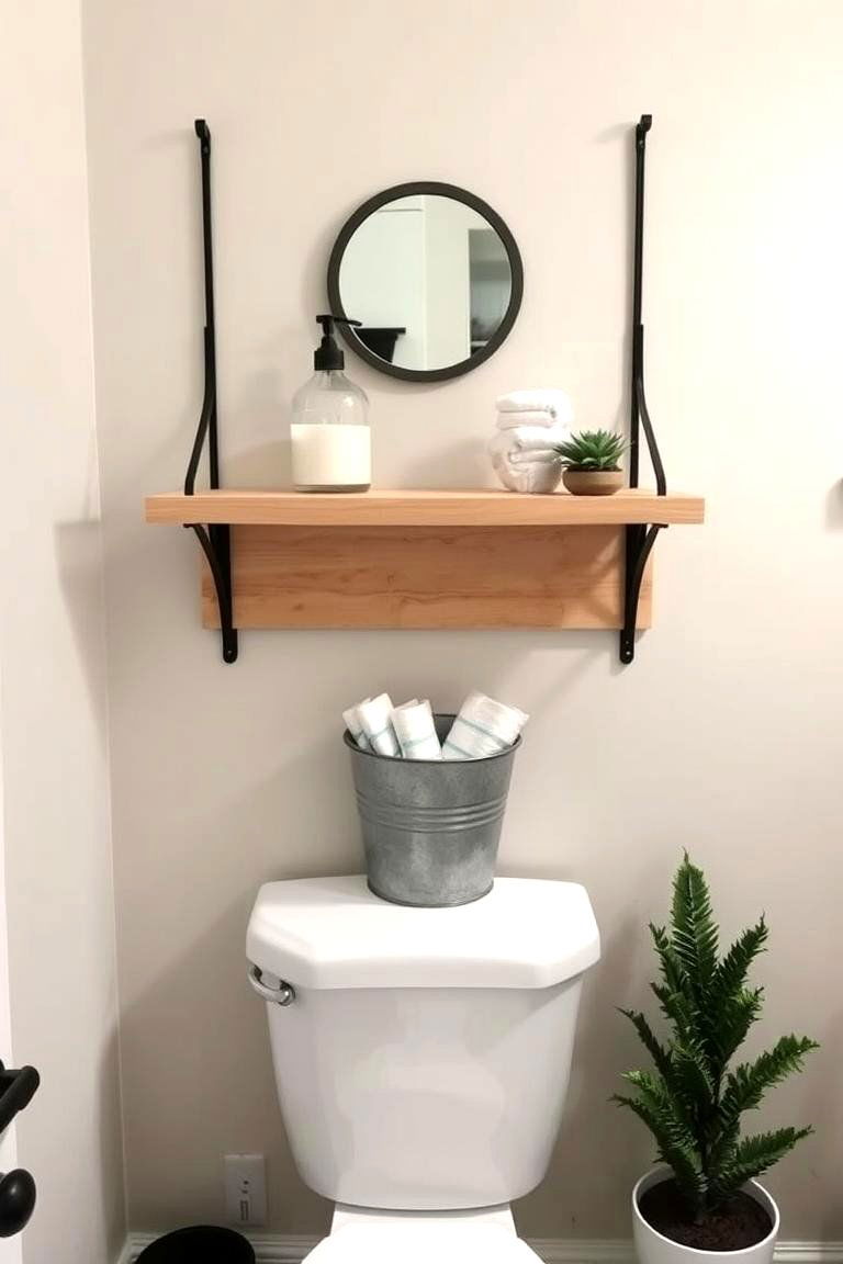 Farmhouse Style Shelving - 24 Over Toilet Storage Ideas