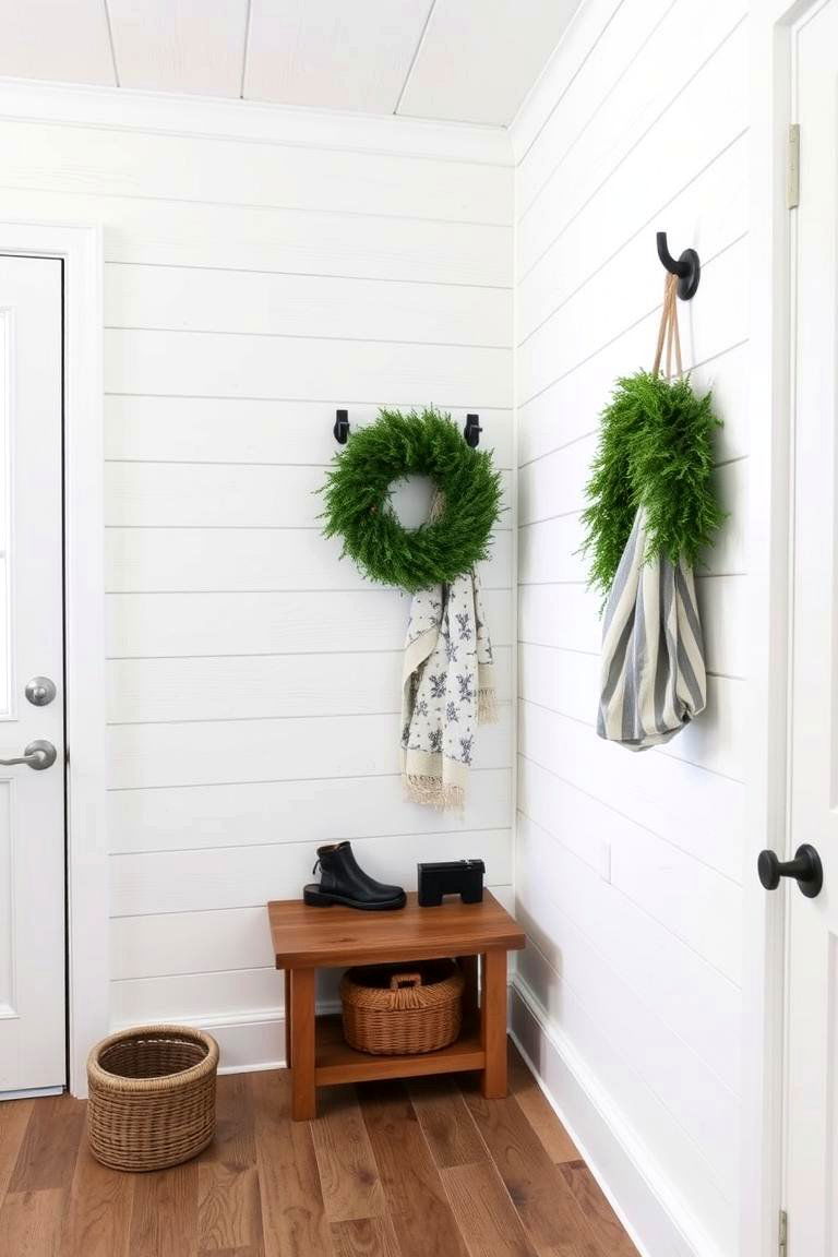 Farmhouse Style Shiplap Walls - 24 Farmhouse Mudroom Ideas