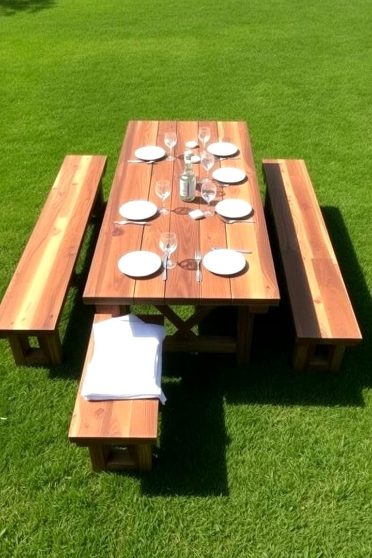 Farmhouse Style Table on the Lawn - 24 Outdoor Dining Area Ideas