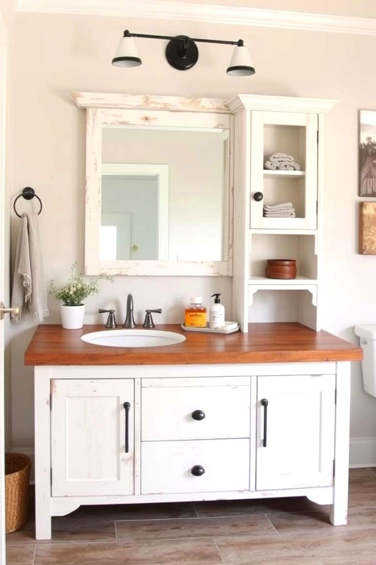 Farmhouse Style Vanity for Storage and Style - 24 Farmhouse Bathroom Ideas