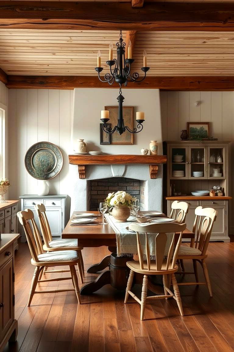 Farmhouse Style Warmth - 24 Dining Room With Fireplace Ideas