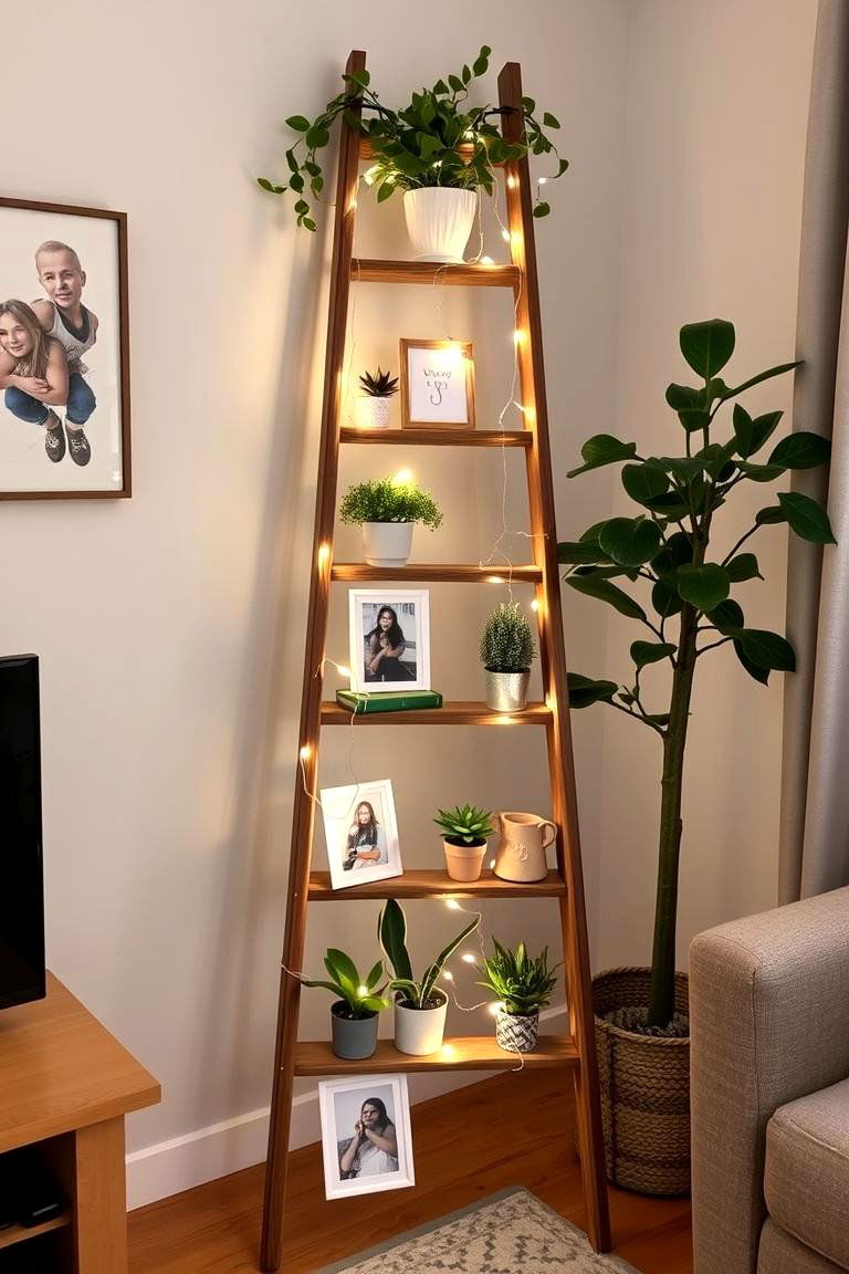 Fashion a Decorative Ladder Display - 24 Living Room Corner Ideas