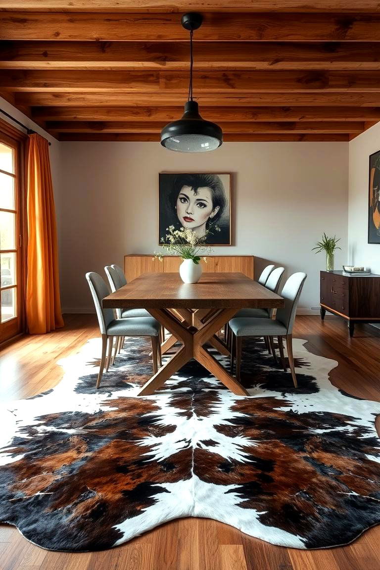 Faux Animal Hides for a Touch of Luxury - 24 70s Dining Room Design Ideas