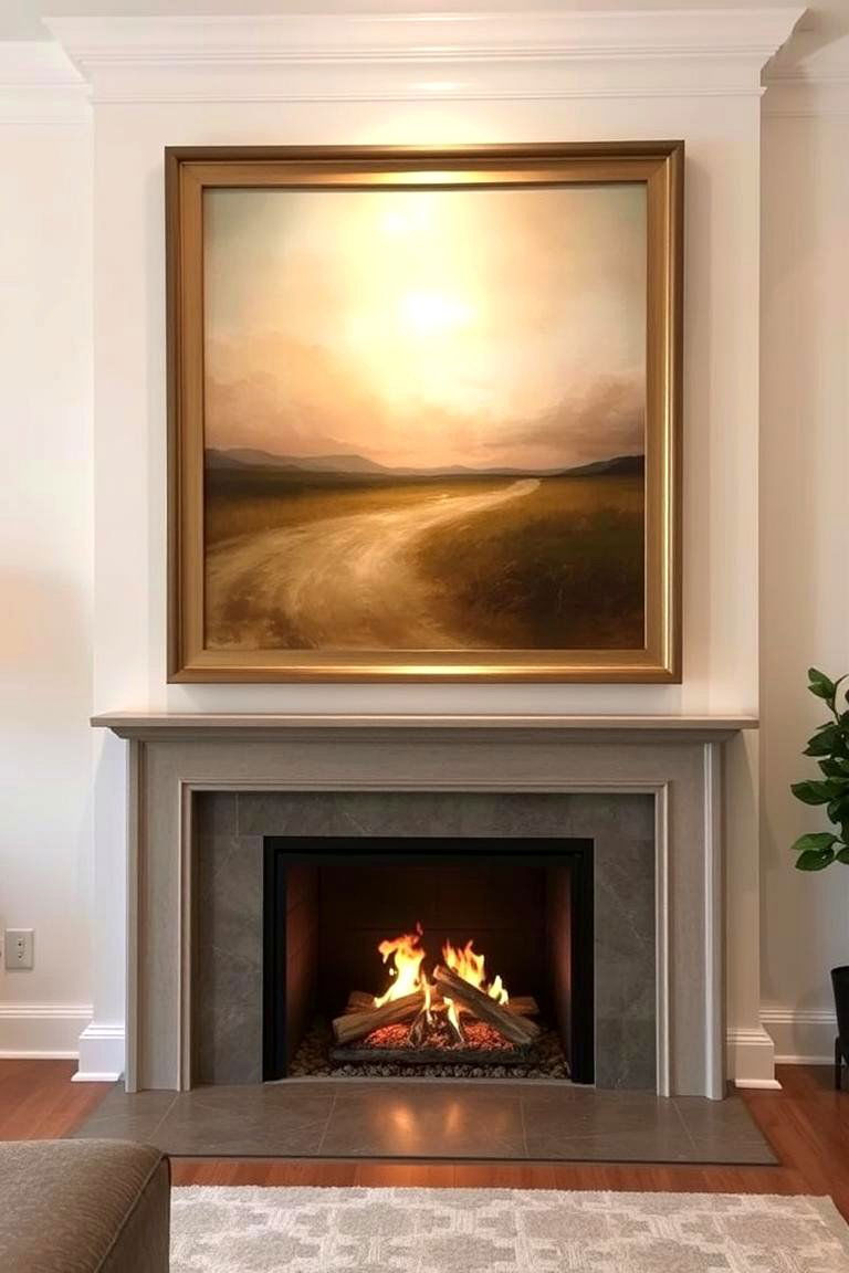 Faux Fireplace with Artwork - 24 Faux Fireplace Ideas