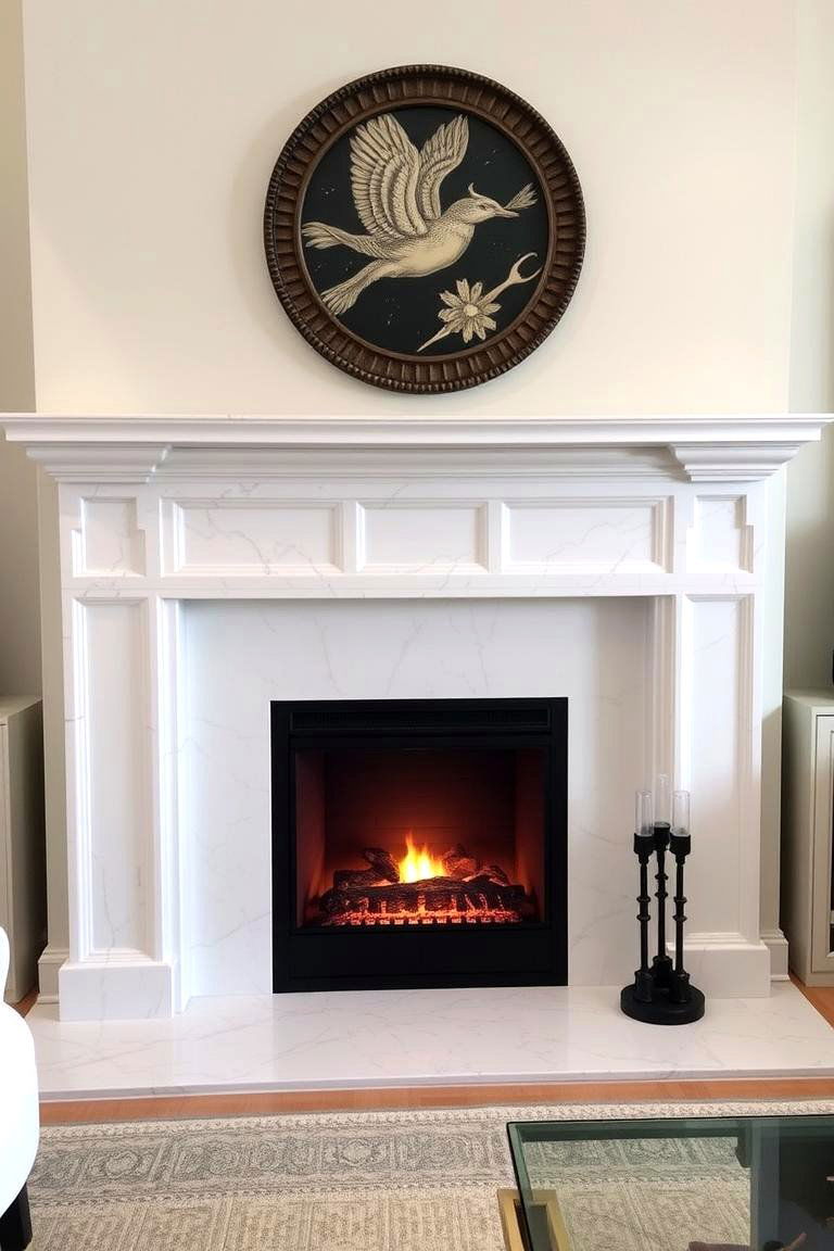 Faux Fireplace with Marble Surround - 24 Faux Fireplace Ideas