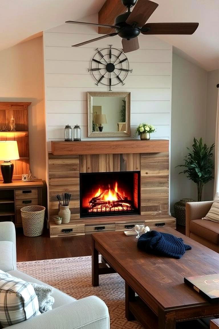 Faux Fireplace with Pallet Wood - 24 Faux Fireplace Ideas