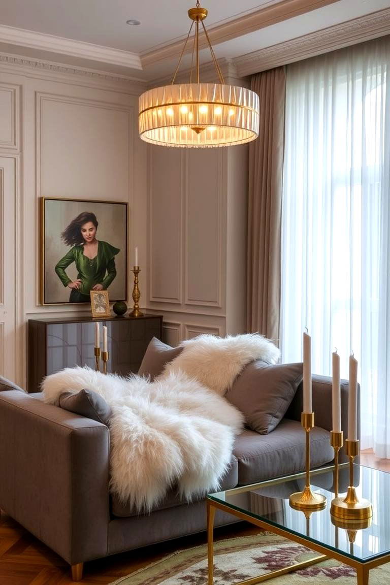 Faux Fur Rug - 24 Glam Living Room Ideas