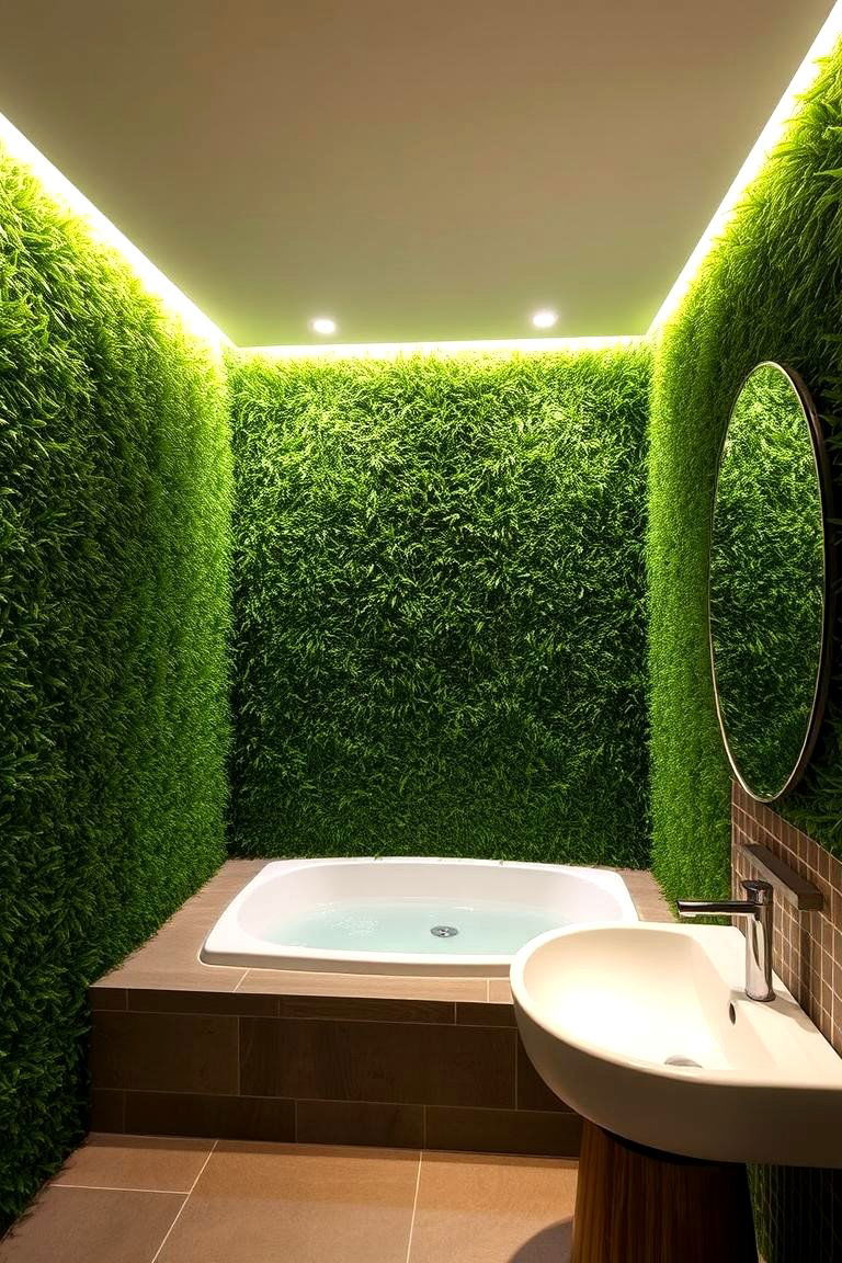 Faux Greenery for Bathroom Walls - 24 Artificial Grass Wall Design Ideas