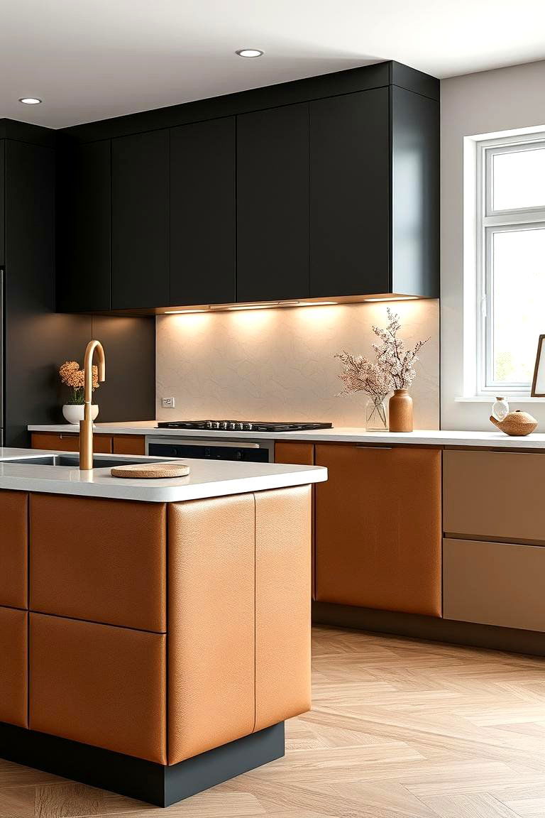 Faux Leather Panels - 24 Kitchen Island Back Panel Ideas
