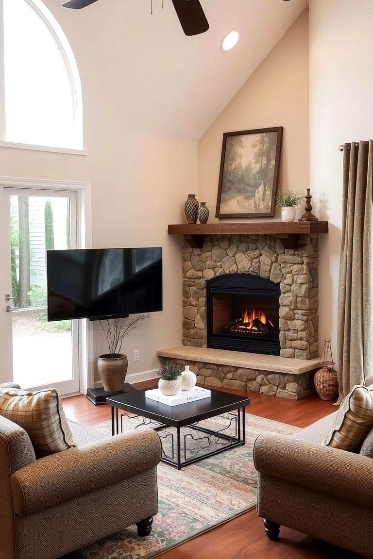 Faux Stone Corner Fireplace - 24 Faux Stone Fireplace Ideas