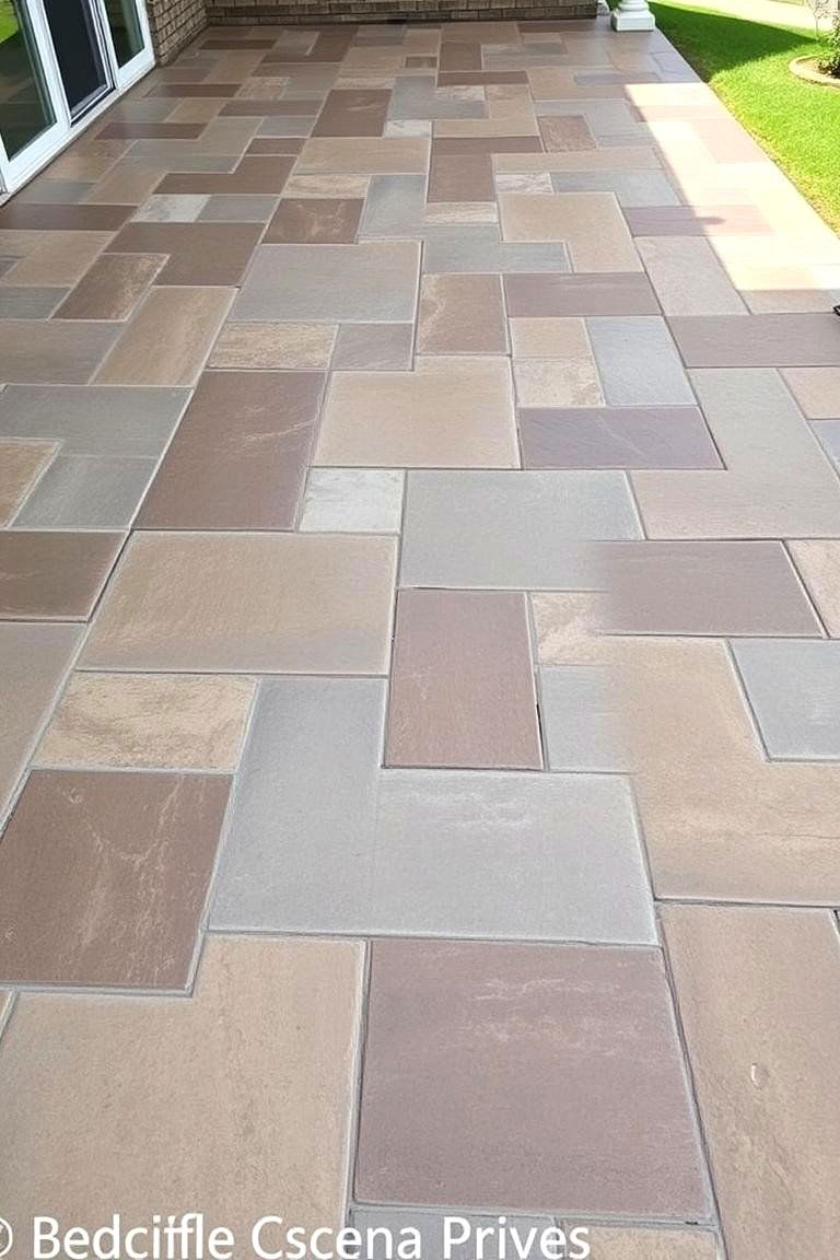Faux Stone Finish - 24 Painted Concrete Patio Ideas