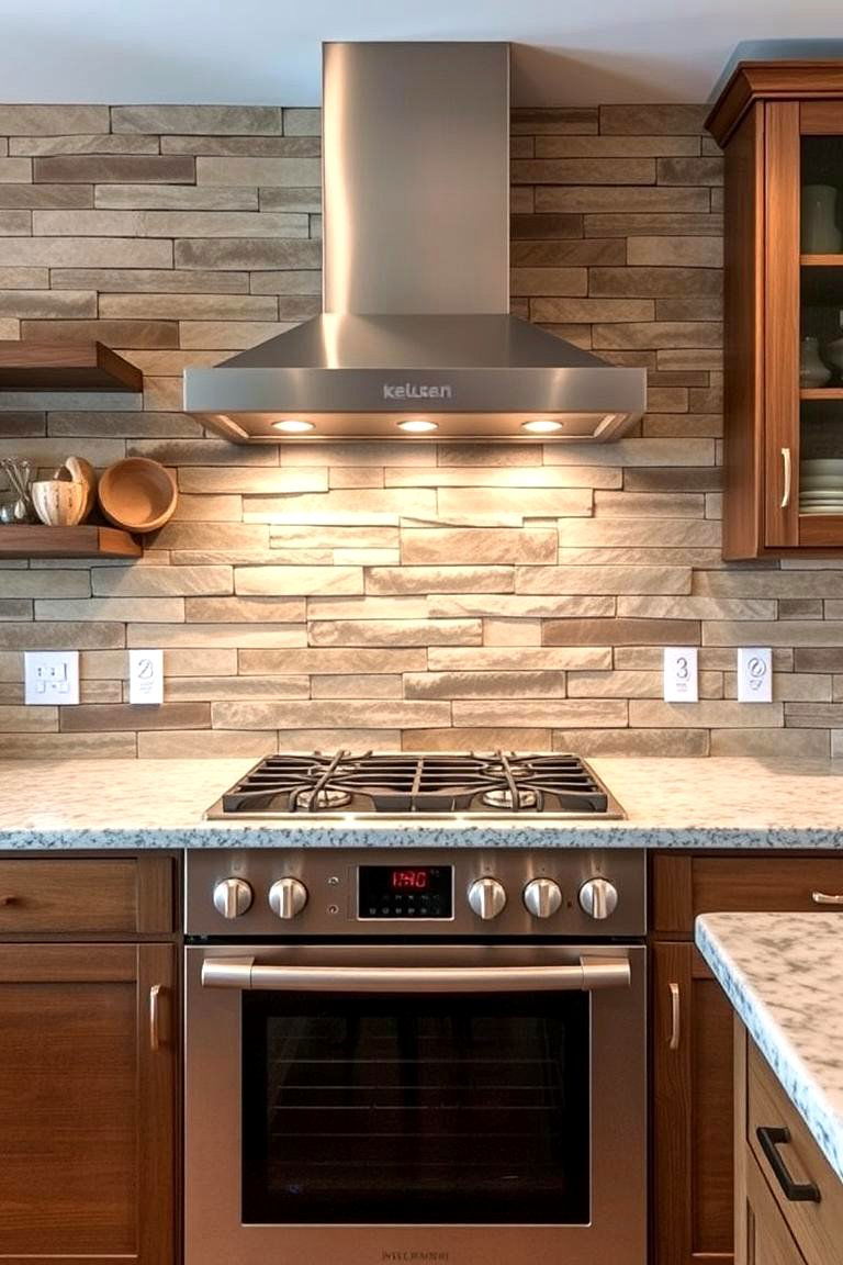 Faux Stone Panels Backsplash - 24 Rustic Backsplash Ideas