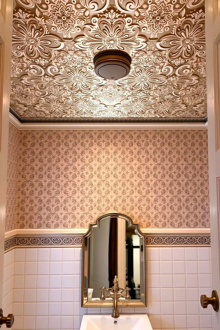 Faux Tin Ceiling for a Vintage Look - 24 Bathroom Ceiling Ideas