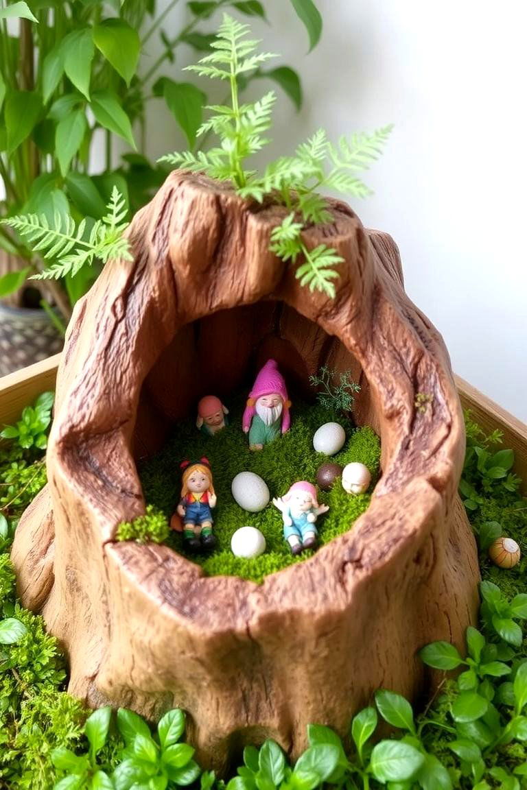 Faux Tree Stump Garden - 24 Fall Bedroom Decor Ideas