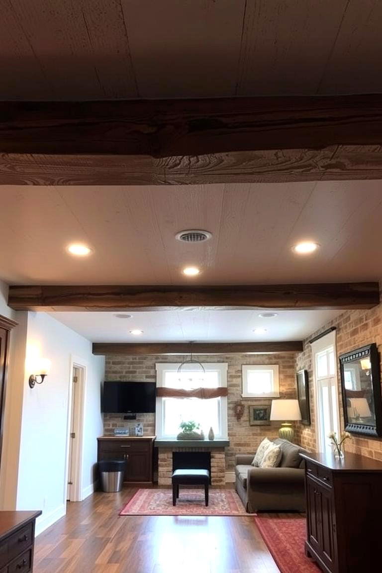 Faux Wood Beams for a Rustic Look - 24 Basement Ceiling Ideas