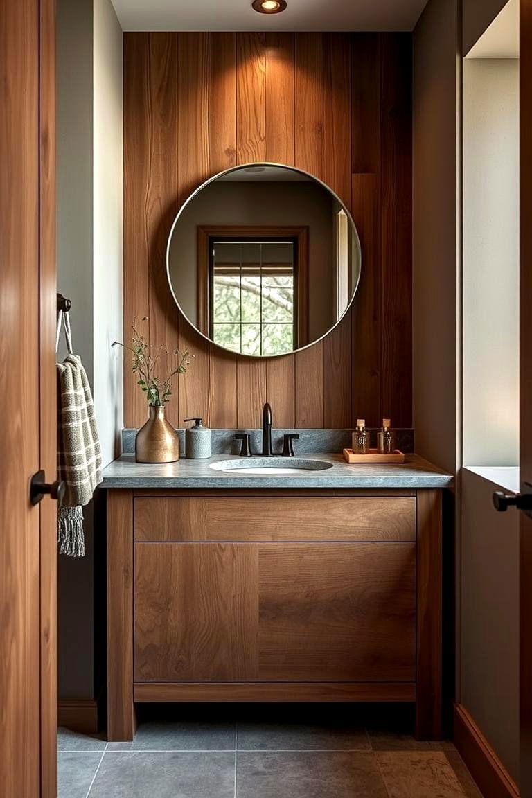 Feature Natural Wood Accents - 24 Masculine Bathroom Ideas