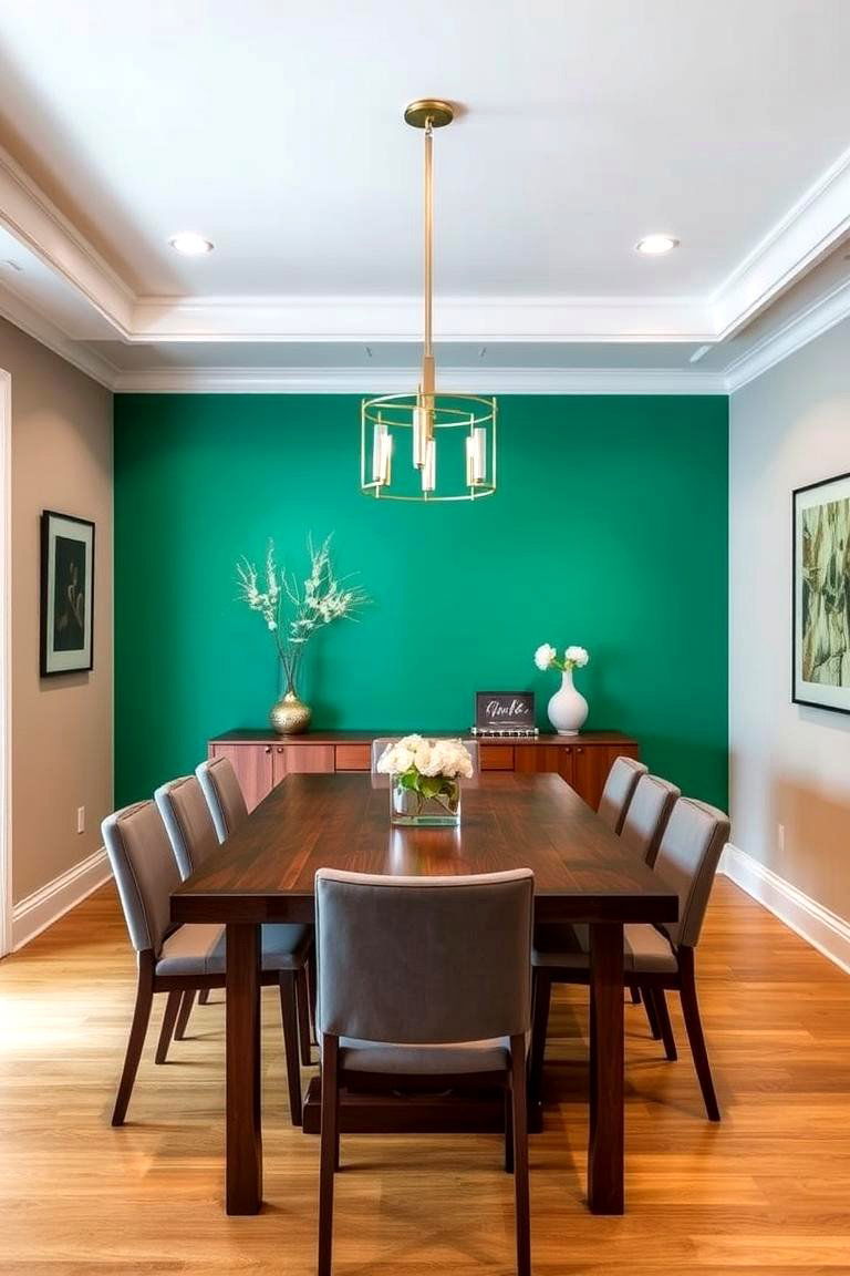 Feature Wall with an Accent Color - 24 Two Tone Wall Paint Ideas