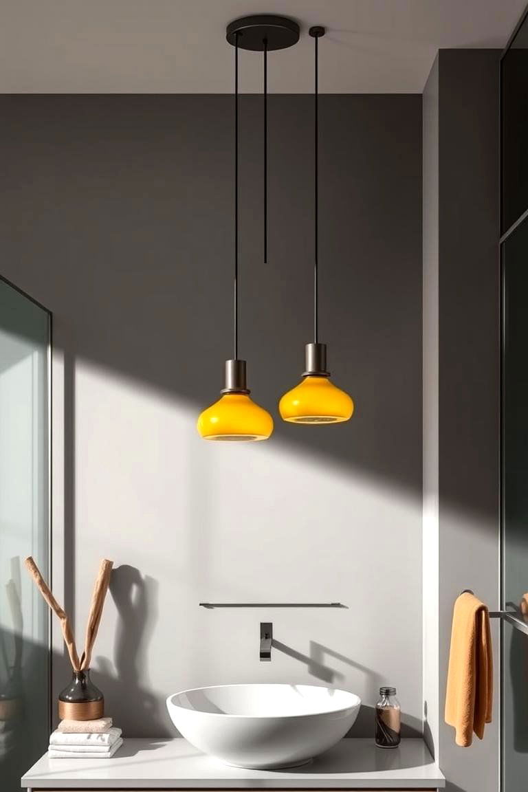 Feature Yellow Lighting Fixtures - 24 Yellow Bathroom Ideas