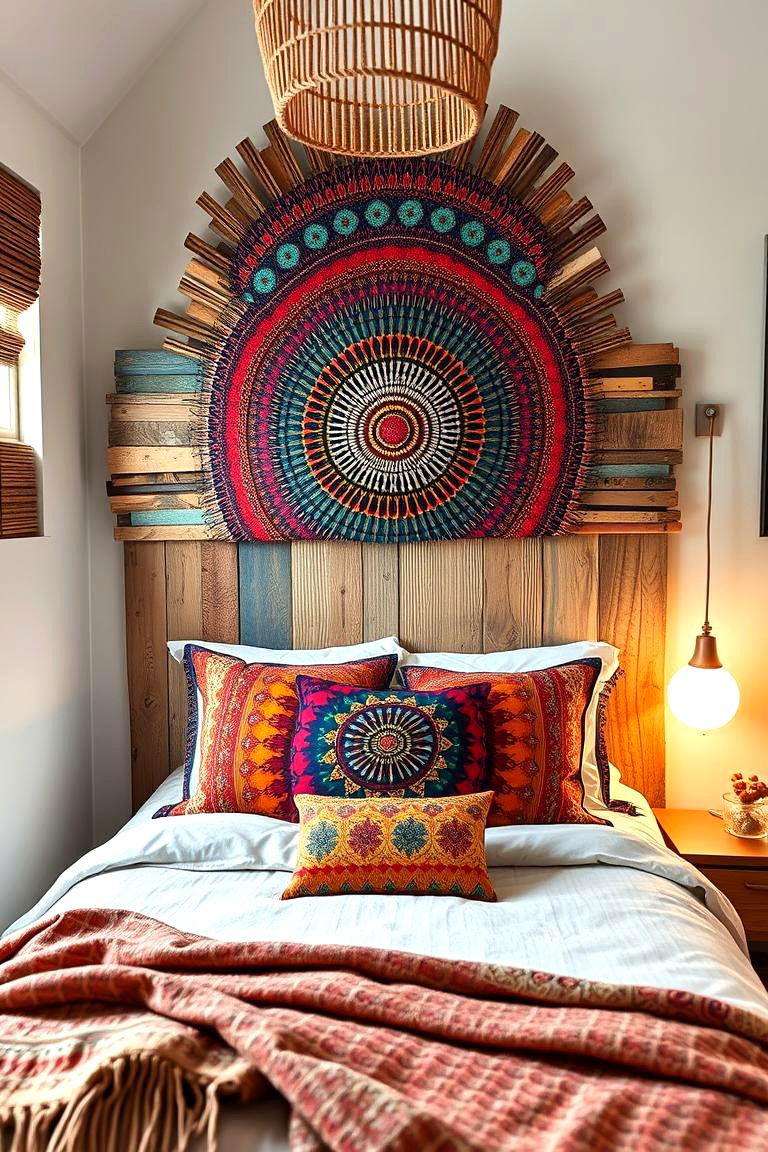 Feature a Boho Inspired Headboard - 24 Small Boho Bedroom Ideas