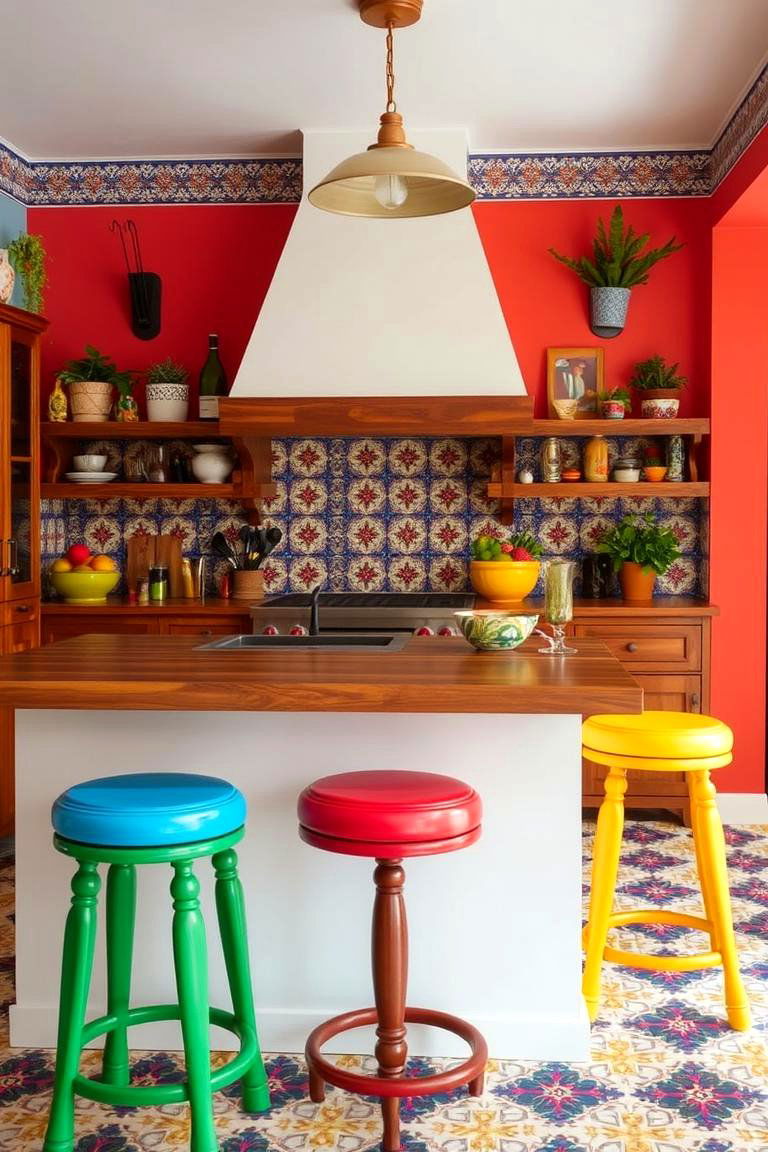Feature a Breakfast Bar with Stools - 24 Mexican Kitchen Ideas